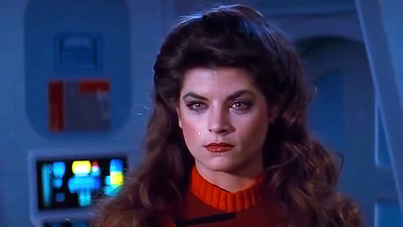 An artistic portrait of Lieutenant Saavik, portrayed Kirstie Alley on 'Star Trek II: The Wrath of Khan' (1982), Paramount Pictures