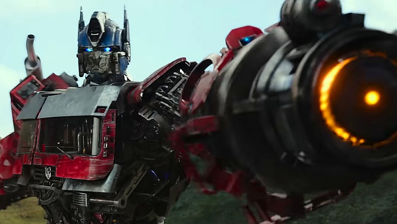 Optimus Prime (Peter Cullen) takes aim in Transformers: Rise of the Beasts (2023), Paramount Pictures via YouTube