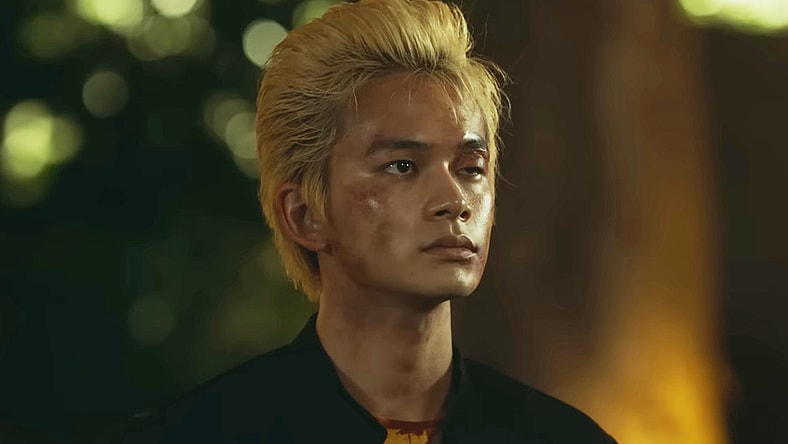Takemichi (Takumi Kitamura) is ready for revenge in Tokyo Revengers 2: Bloody Halloween -Fate- (2023), Warner Bros. via YouTube