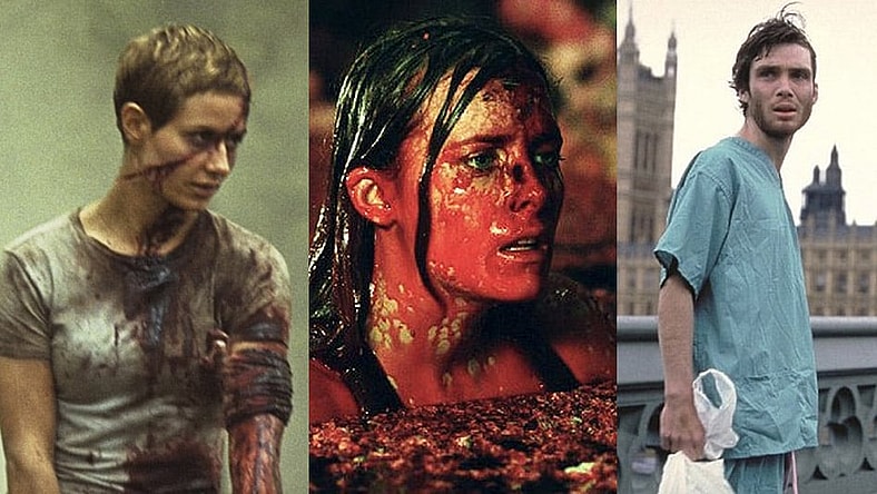 Split image of High Tension, The Descent and 28 Days Later
