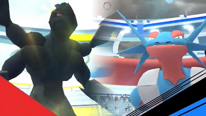 Zekrom and Mega Salamence stand proud before a Raid battle via Pokémon GO (2016), Niantic