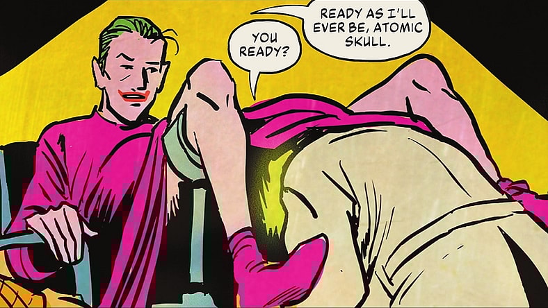 The Joker gets a pelvic exam in The Joker: The Man Who Stopped Laughing Vol. 1 #4 "Knocked Upside Down!" (2023), DC Comics. Words by Matthew Rosenberg, art by Francesco Francavilla.