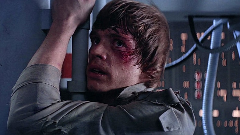Luke Skywalker defeated by Darth Vader in 'The Empire Strikes Back' (1980), 20th Century Fox