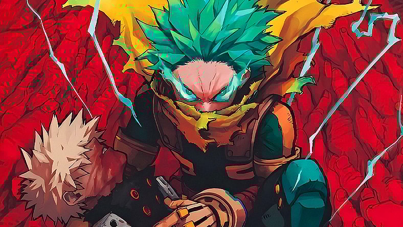 Deku holds an injured Bakugo in My Hero Academia Volume 37 Cover (2023), Shueisha. Art by Kohei Horikoshi via Twitter
