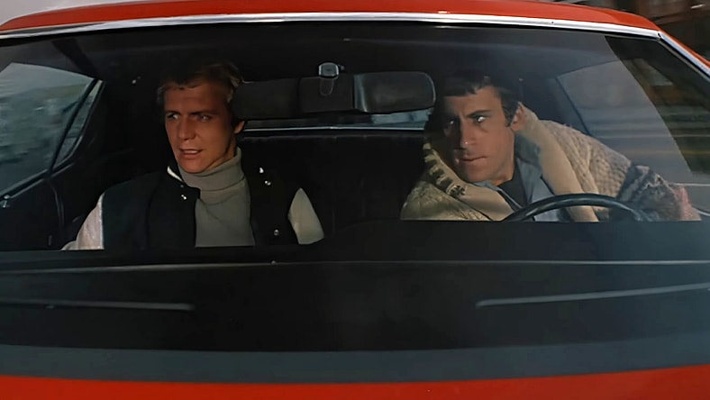Starsky (David Soul) and Hutch (Paul Michael Glaser) hit the streets in the opening credits to Starsky & Hutch (1975), ABC