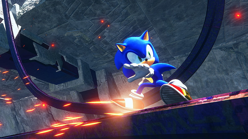 Sonic grinds on a rail via Sonic Frontiers (2022), Sega