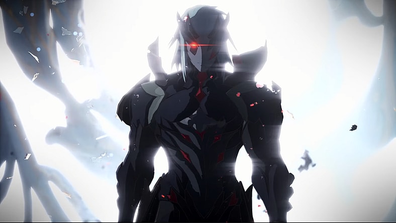 Voldigen (Shunsuke Takeuchi) backed by blinding white light via Blue Protocol (2023), Amazon Games