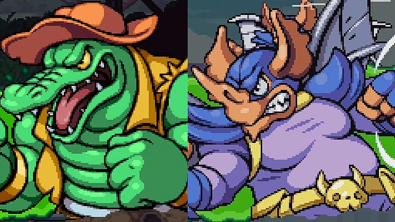 Leatherhead and Wingnut as they appear in Teenage Mutant Ninja Turtles: Shredder's Revenge (2022), Dotemu