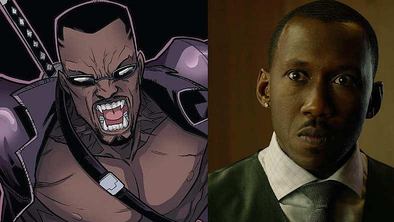 Blade goes to work in Deadpool Vol. 6 #28 "Til Death Do Us..., Part One" (2017), Marvel Comics. Art by Salvador Espin and Ruth Redmond / Cornell Stokes (Mahershala Ali) is unhappy with the news of his latest setback in Luke Cage Season 1 Episode 5 "Just to Get a Rep" (2016), Marvel Entertainment