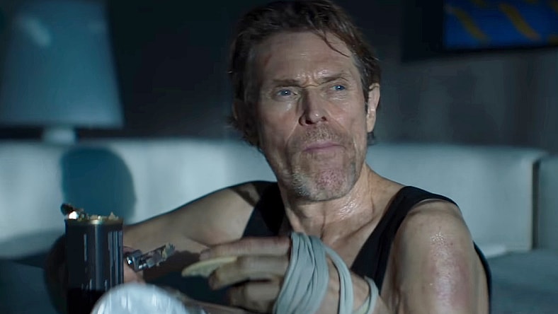 Nemo (Willem Dafoe) eats dinner in Inside (2023), Focus Features
