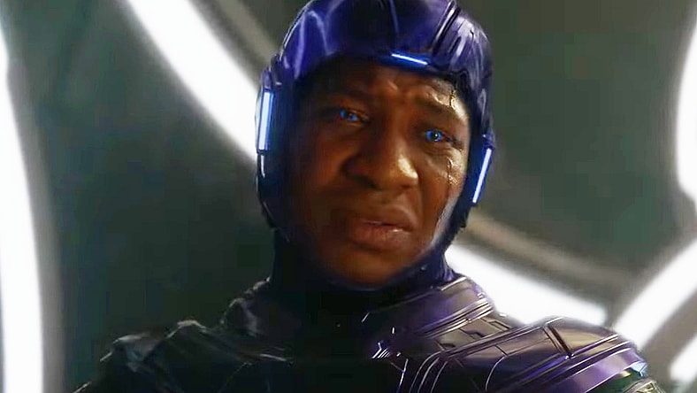 Kang the Conqueror (Jonathan Majors) pities Scott Lang (Paul Rudd) in Ant-Man and the Wasp Quantumania (2023), Marvel Entertainment