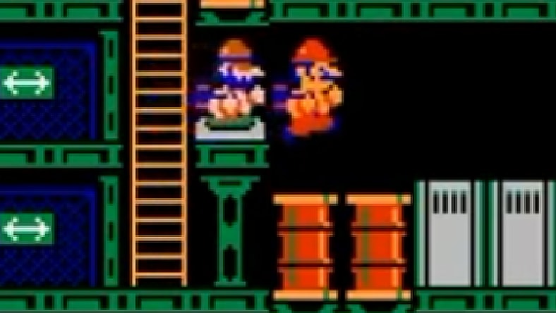 Foreman Spike attempts to sabotage Mario's efforts via Wrecking Crew (1985), Nintendo