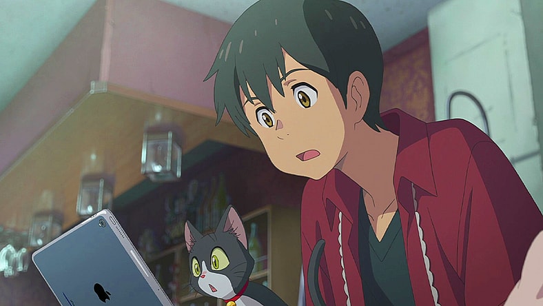 Hodaka Morishima (Kotaro Daigo) and Ame make a shocking discovery in Weathering with You (2019), Toho Co. Ltd.