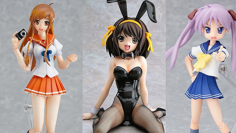 Mirai Suenaga, Haruhi Suzumiya and Kagami Hiiragi figures from Good Smile Inc.