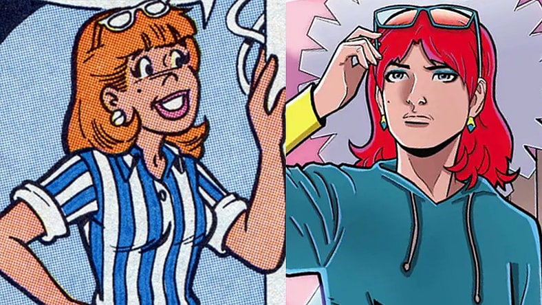 Danni Malloy takes in Dilton Doiley's lab in Dilton's Weird Science Vol. 1 #1 "Working Out The Bugs" (1989), Archie Comics. Words by Mike Pellowski, art by Bill Golliher, Jon D'Agnosto, Mindy Eisman, and Barry Grossman / Danni Malloy makes her modern era debut on Butch Mapa and Ellie Wright's cover to Chilling Adventures Presents...Strange Science (2023), Archie Comics via io9