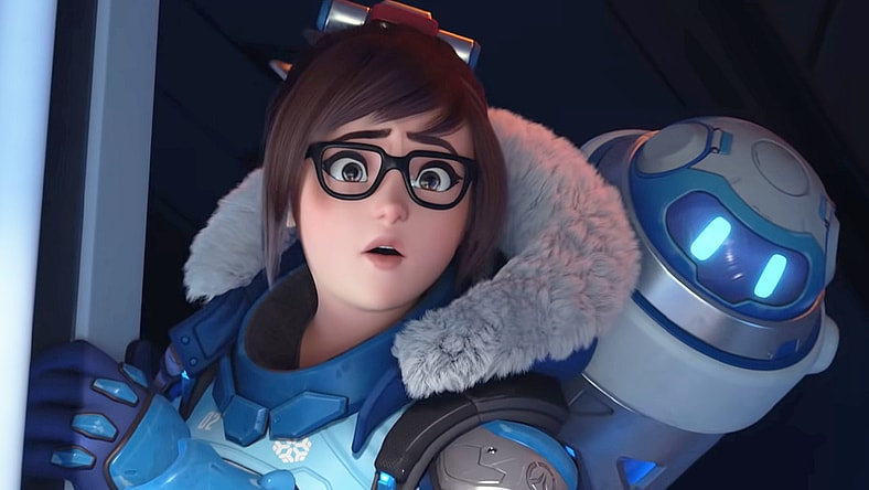 Mei (Elise Zhang) looks out on the Omnic's rampaging across Paris in Overwatch 2 (2022), Activision Blizzard
