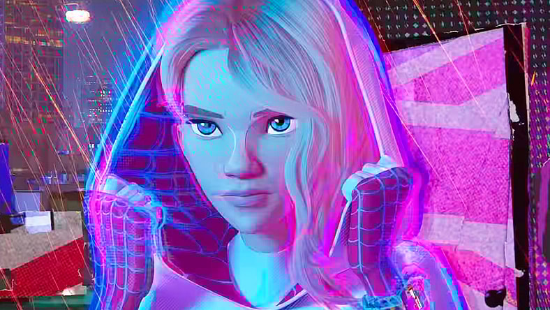 Gwen Stacy (Hailee Steinfeld) suits up in Spider-Man: Across The Spider-Verse (2023), Sony Pictures