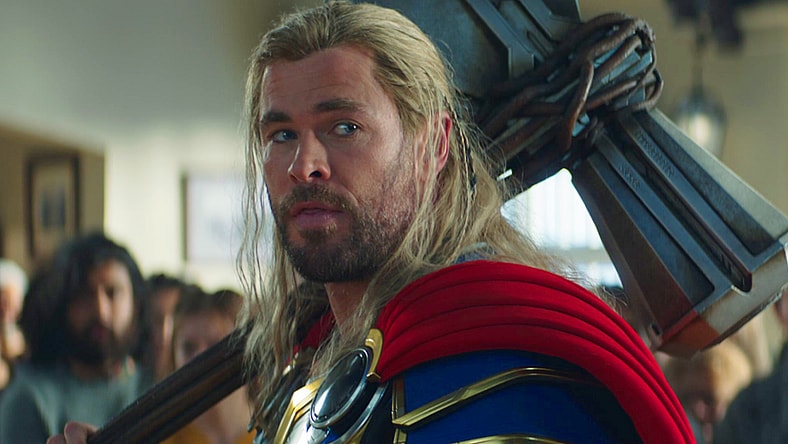 Thor (Chris Hemsworth) formulates a plan in Thor: Love and Thunder (2022), Marvel Entertainment