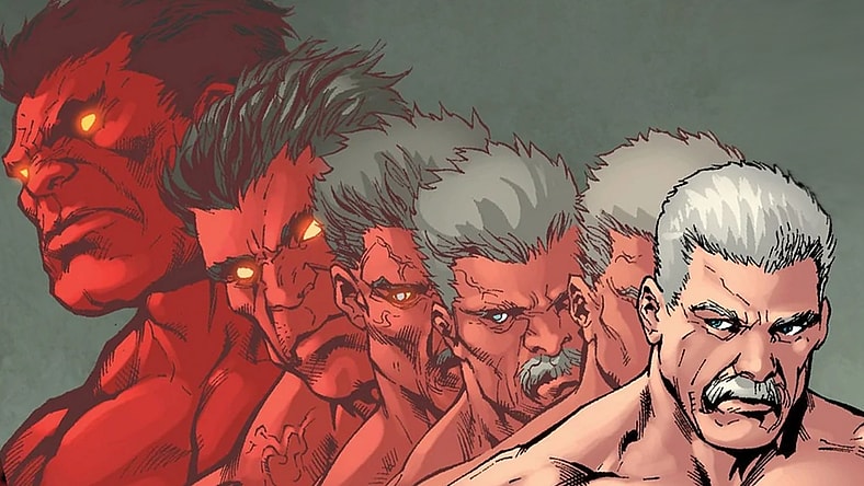General Ross transforms back to his human form in Hulk Vol. 2 #52 "I Am Legion" (2012), Marvel Comics. Art by Carlo Pagulayan, Jason Paz, Juan Vlasco, and Val Staples.