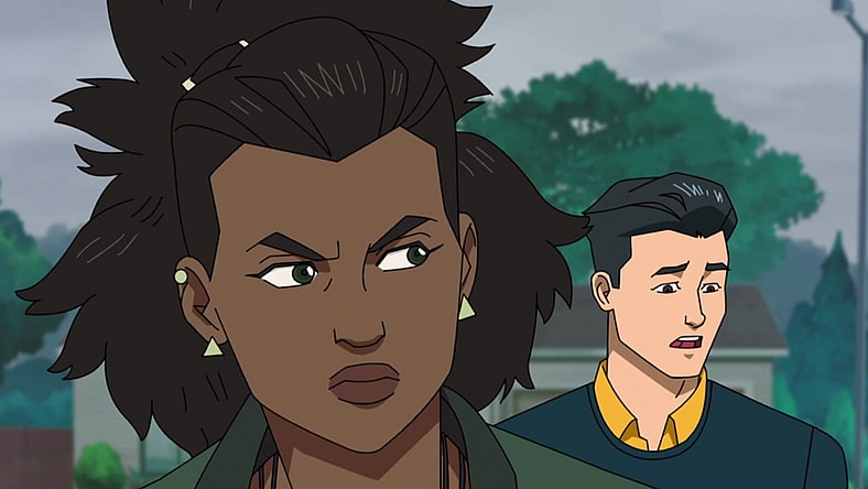 Amber Bennett (Zazie Beetz) wants nothing to do with Mark Grayson (Steven Yeun) in Invincible Season 1 Episode 7 "We Need To Talk" (2021), Amazon