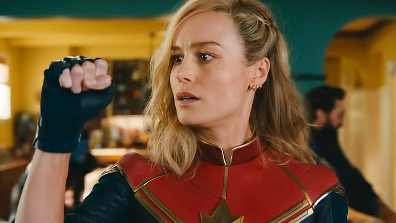 Carol Danvers (Brie Larson) discovers her powers are on the fritz in The Marvels (2023), Marvel Entertainment