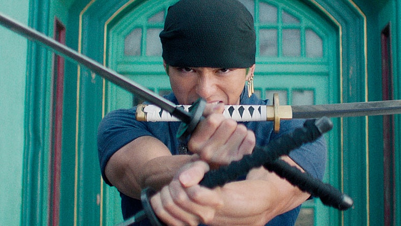 One Piece. Mackenyu Arata as Roronoa Zoro in season 1 of One Piece. Cr. Courtesy of Netflix © 2023