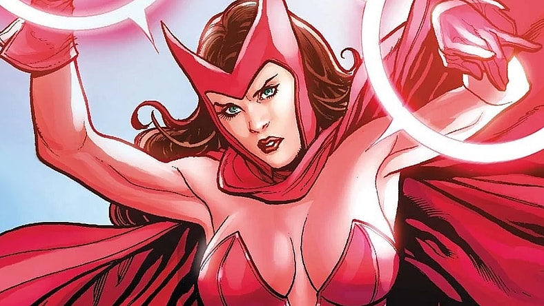 The Scarlet Witch puts an end to yet another super villain rampage in Avengers vs. X-Men Vol. 1 #0 "Prologue" (2012), Marvel Comics. Words by Brian Michael Bendis and Jason Aaron, art by Frank Cho, Jason Keith, and Chris Eliopoulos.