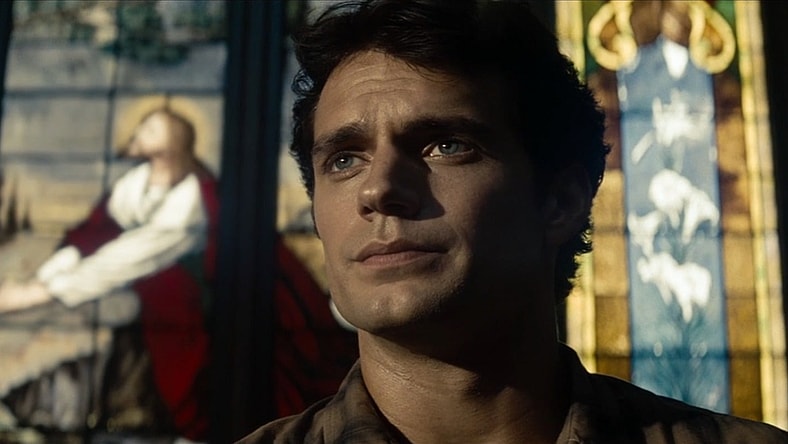 Clark Kent (Henry Cavill) seeks for guidance at church in Man of Steel (2013), Warner Bros. Pictures
