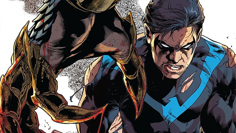 Nightwing finds himself face-to-face with Raptor on Ivan Reis, Oclair Albert, and Sula Moon's variant cover to Nightwing Vol. 4 #8 "Rise of Raptor, Finale" (2017), DC