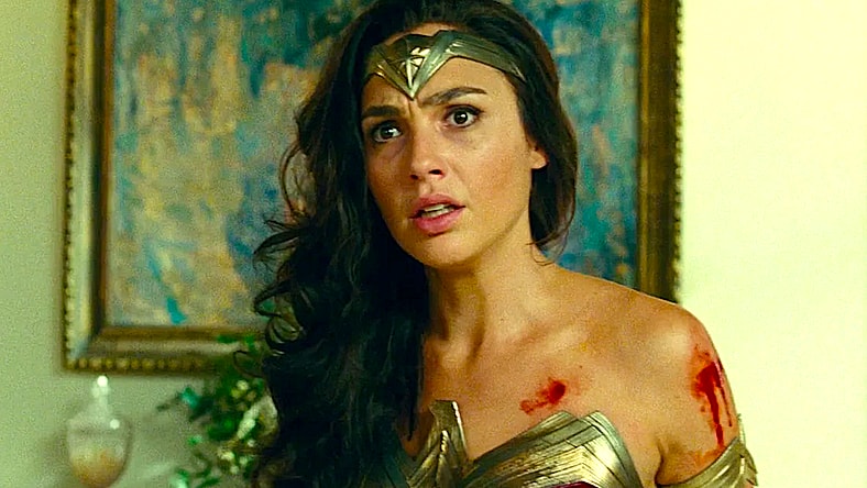 Wonder Woman (Gal Gadot) is stunned to see Cheetah (Kristen Wiig) appear in the White House in Wonder Woman 1984 (2020), Warner Bros. Pictures