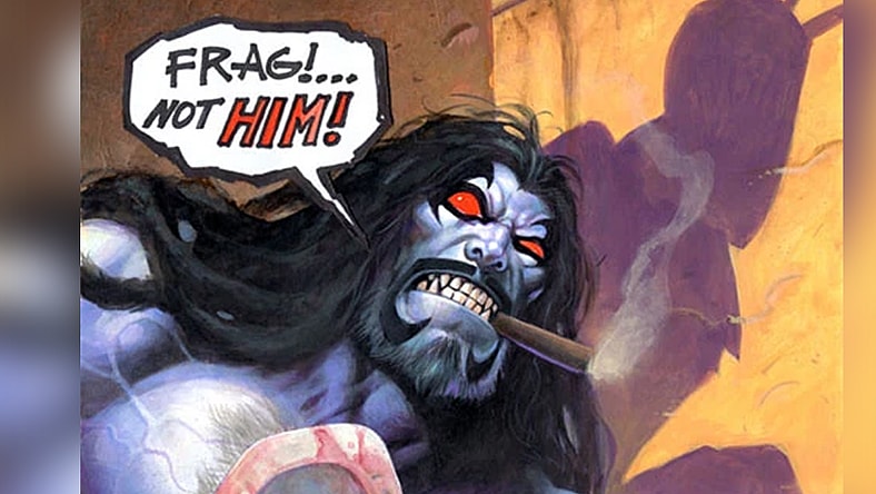 Lobo fears Ambush Bug on Alex Horley's cover to Lobo: Unbound Vol. 1 #4 (2003), DC.