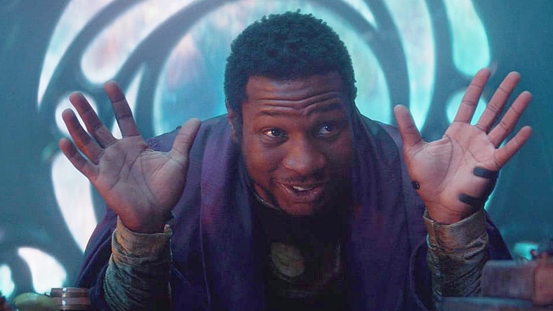 He Who Remains (Jonathan Majors) explains to Loki (Tom Hiddleston) and Sylvie (Sophia Di Martino) how his other variations attempted to conquer the multiverse in Loki (2021), Marvel Studios