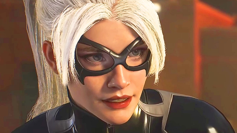 Black Cat (Eric Lindbeck) taunts Miles Morales (Nadji Jeter) in Marvel's Spider-Man 2 (2023), Insomniac Games