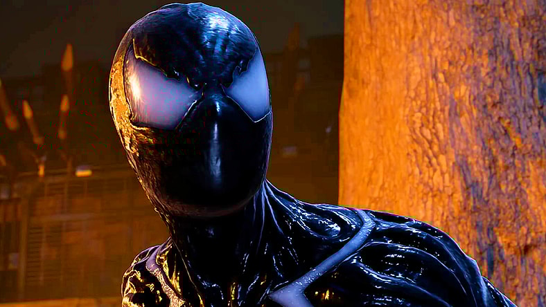 Peter Parker (Yuri Lowenthal) begins to lose himself to the Venom symbiote in Marvel's Spider-Man 2 (2023), Insomniac Games