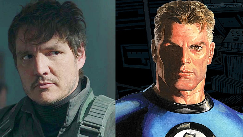 Din (Pedro Pascal) removes his helmet within an Imperial facility in The Mandalorian Season 2 Episode 7 "Chapter 15: The Believer" (2020), Disney Plus / Mr. Fantastic strikes a dashing portrait on Alex Ross' 'Timeless' variant cover to Fantastic Four Vol. 6 #24 "Cold Snap" (2020), Marvel Comics