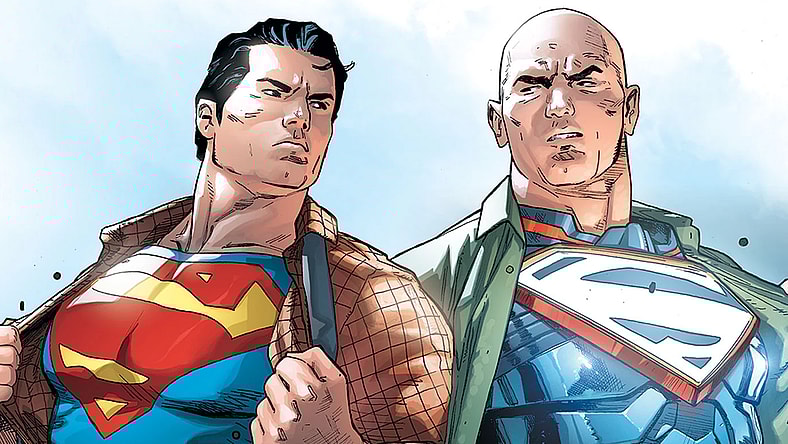 It's a job for Metropolis' two Men of Steel on Clay MMann, Brad Anderson, and Dan Jurgens' variant cover to Action Comics Vol. 1 #967 "Men of Steel, Part 1" (2017), DC Comics