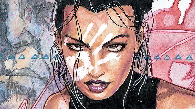 Maya activates her photographic reflexes on Joe Quesada, Jimmy Palmiotti and David Mack's cover to Daredevil Vol. 2 #10 "Echoes!" (1999), Marvel Comics