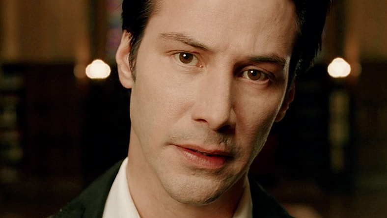 John Constantine (Keanu Reeves) demands to meet with Gabriel (Tilda Swinton) in Constantine (2005), Warner Bros. Pictures