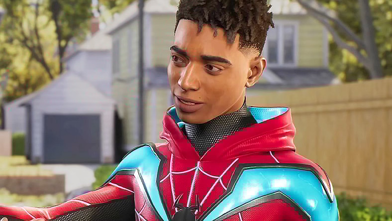 Miles (Nadji Jeter) lets Peter (Yuri Lowenthal) know New York is in good hands in Marvel's Spider-Man 2 (2023), Insomniac Games