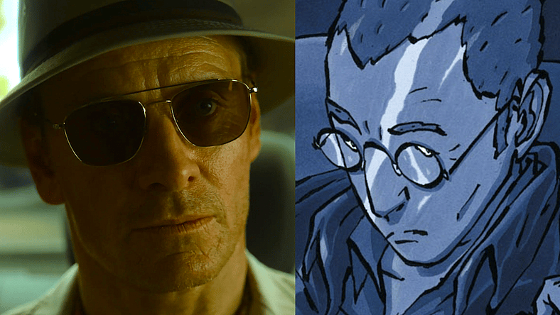 The Killer. Michael Fassbender as an assassin in The Killer. Cr. Netflix ©2023. / The Killer Vol. 1 Issue #1 "Long Fire, Part One" (2006), Archaia. Words by Matz, art by Luc Jacamon.