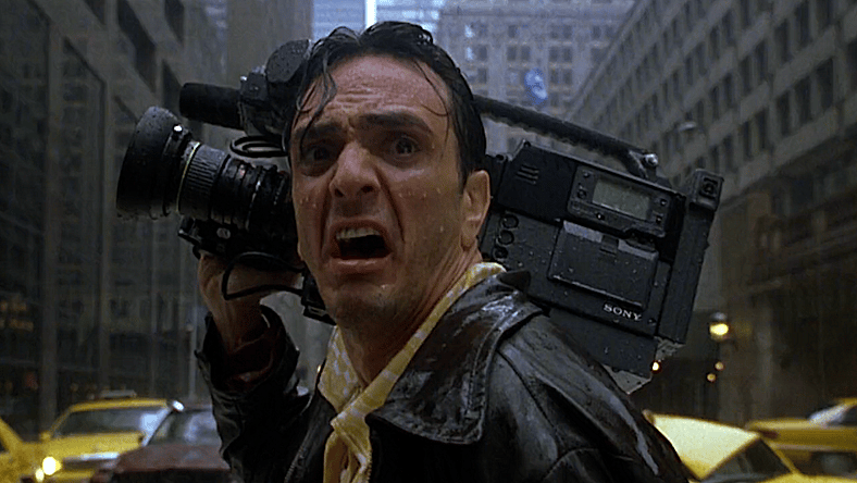 Victor Palotti (Hank Azaria) survives Godzilla's first attack in Godzilla (1998), TriStar Pictures