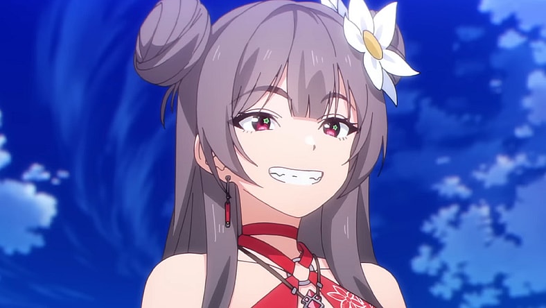 Yan (Aimi Terakawa) shows off her new swimsuit in Goddess of Victory: Nikke (2022), Tencent