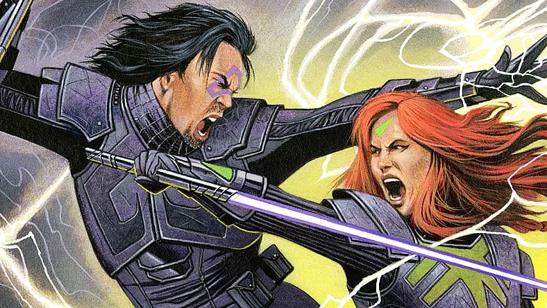 Sahe Koda and Tau come to blows on David Michael Beck's cover to Star Wars: Dawn of the Jedi - Force War Vol. 1 #5 (2014), Dark Horse Comics