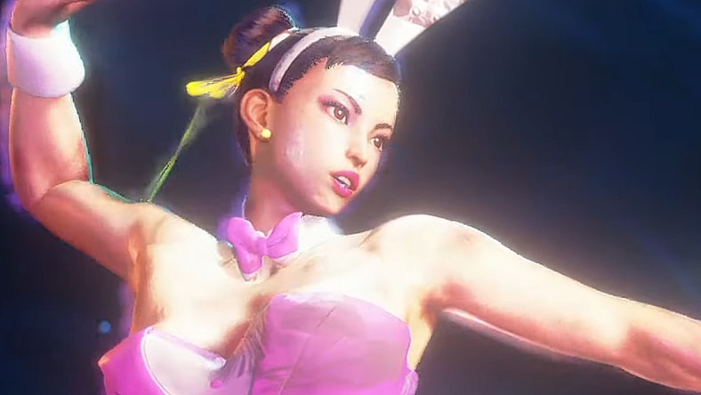 Chun-Li (Fumiko Orikasa) dons a pink bunny suit courtesy of modder Remy2Fang in Street Fighter 6 (2023), Capcom