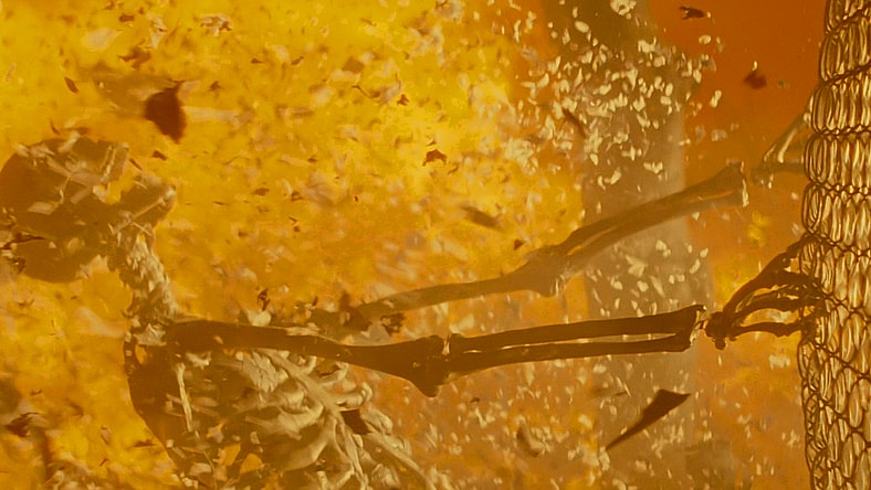 Sarah Connor (Linda Hamilton) has a horrifying vision of the future in Terminator 2: Judgement Day (1991), Carolco Pictures