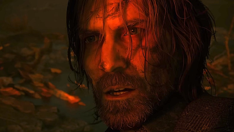 Alan Wake (Ilkka Villi, Matthew Porretta) disheveled and confused in Alan Wake II (2023), Epic Games