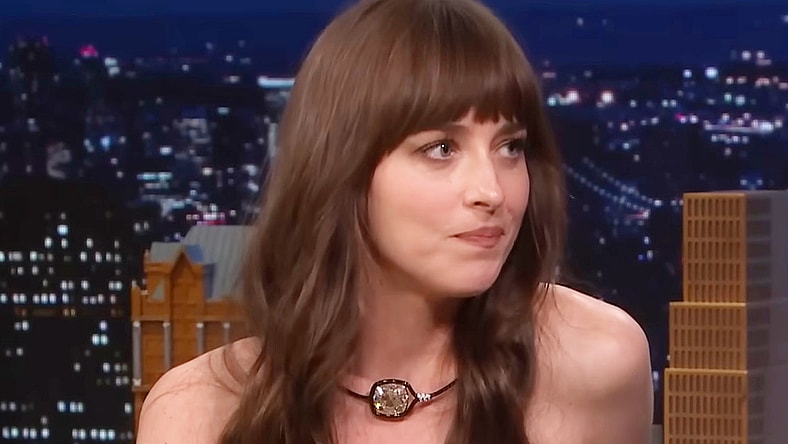 Dakota Johnson talks 'Madame Web' during an appearance on The Tonight Show With Jimmy Fallon (2024), NBC
