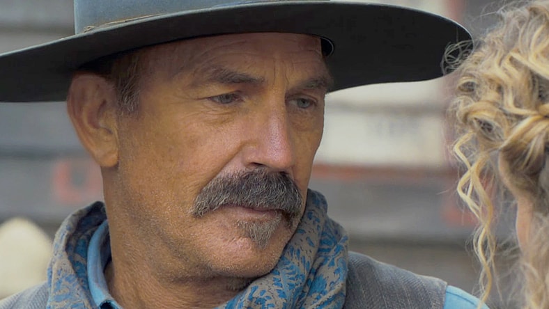 A gunslinger (Kevin Costner) receives a proposition from a 'lady of the night' in Horizon: An American Saga (2024), New Line Cinema