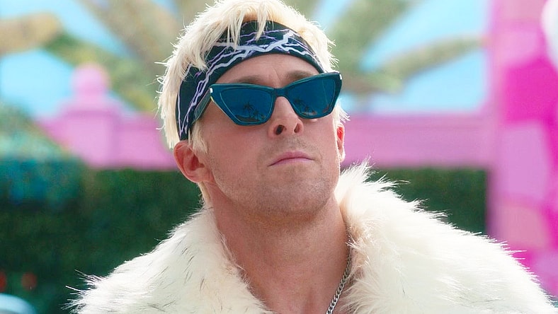 Ken (Ryan Gosling) has no time for Barbie's (Margot Robbie) attempts to end his reign in Barbie (2023), Warner Bros. Pictures