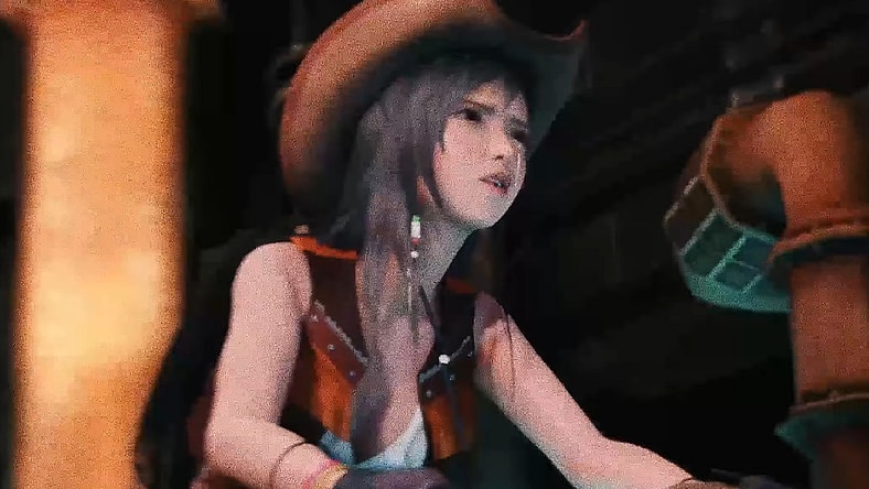 Tifa (Ayumi Ito) mourns over the corpse of her father in Final Fantasy VII Remake (2020), Square Enix